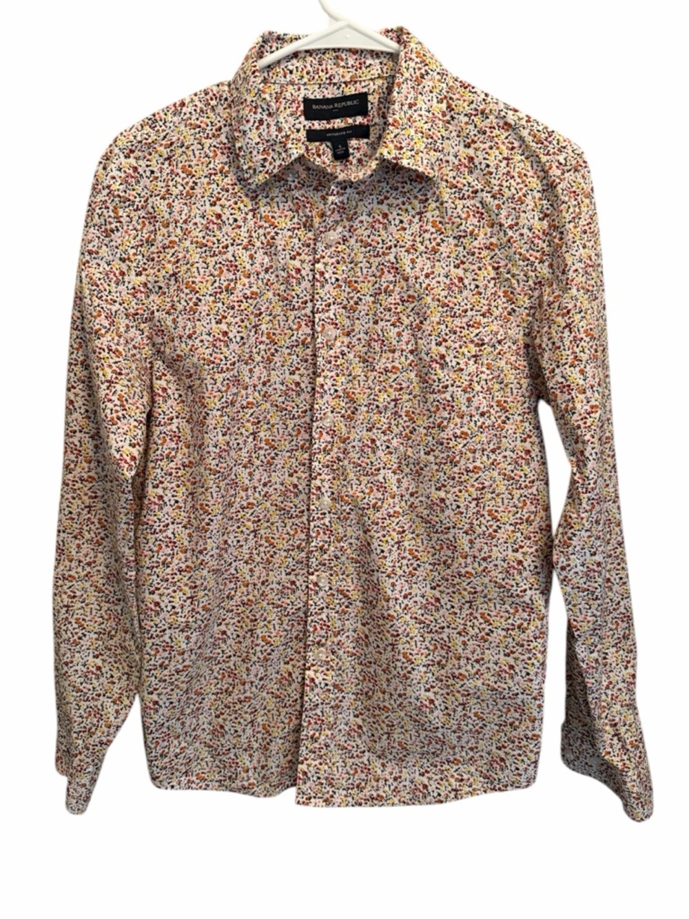 Banana Republic Long Sleeve Buttton Down White Shirt Floral Print . Size Small
